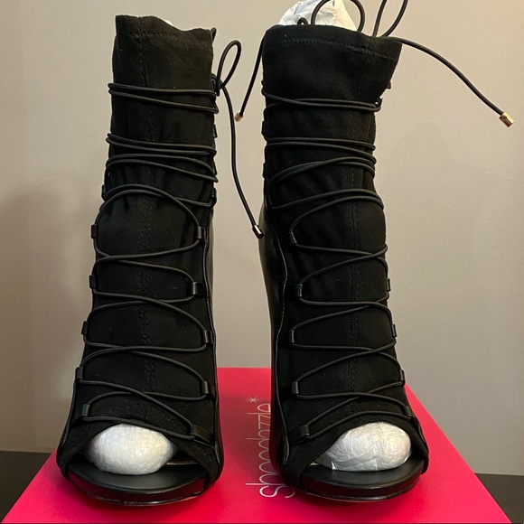 Brand new Black lace up peep-toe heels size 8 - Picture 4 of 4